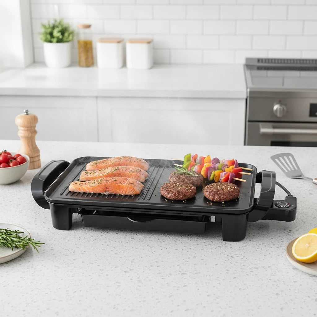 Grill Électrique 2-en-1 Polyvalent 2000W